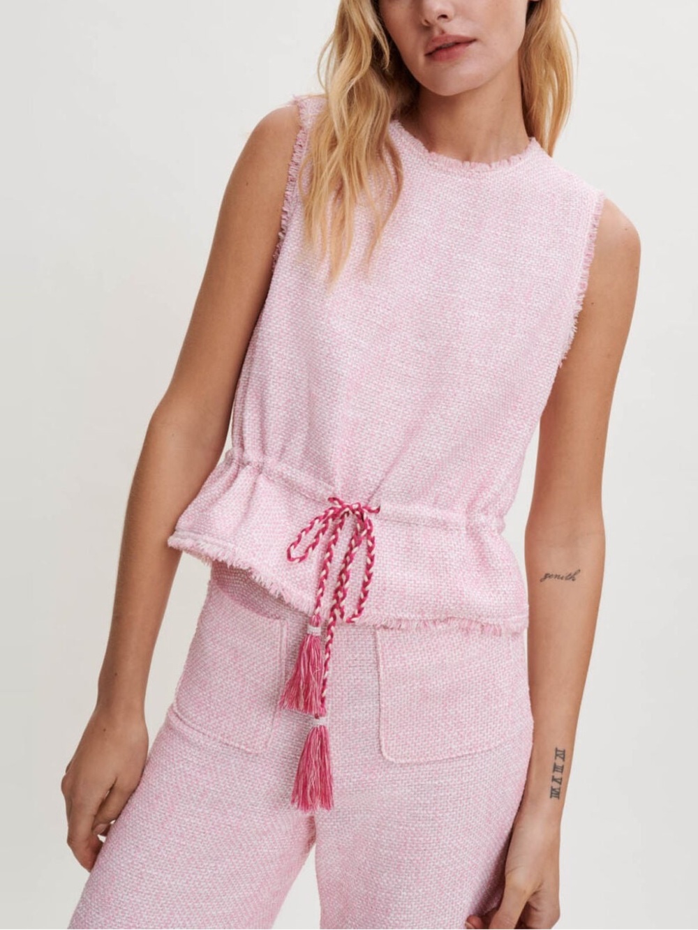 Maje Pink Sleeveless tweed top Size 1 / Small